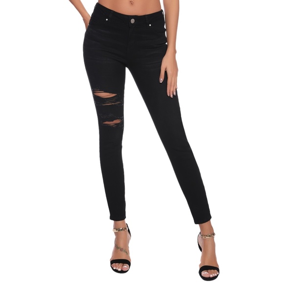 Resfeber Black Distressed Skinny Stretched Jeans - Picture 4 of 6